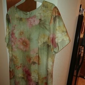 Floral print lined A-line dress